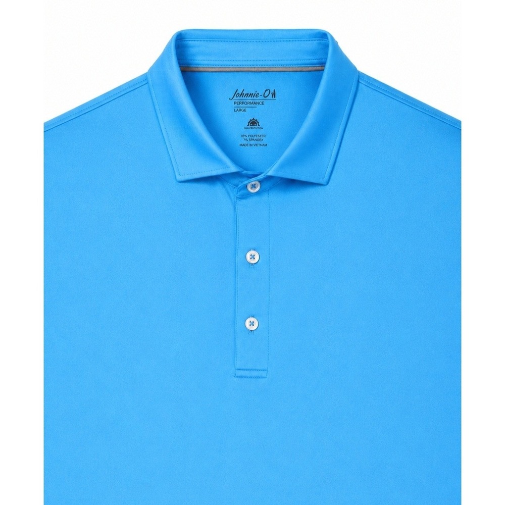 Johnnie-O Birdie Performance Polo Shirt Mens Large Blue UPF 50 Golf Stretch NWT